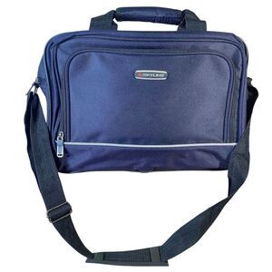 Skyline Navy Canvas Carry On Travel Bag Adjustable Shoulder Strap Zip Closures